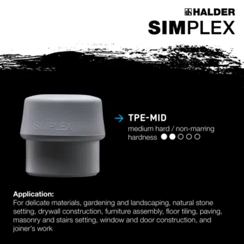                                             SIMPLEX soft-face mallets TPE-mid / nylon; with cast iron housing and high-quality wooden handle
 IM0015103 Foto ArtGrp Zusatz en
