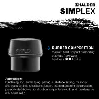                                             SIMPLEX soft-face mallets TPE-soft / rubber composition; with reinforced cast iron housing and fibre-glass handle
 IM0015353 Foto ArtGrp Zusatz en
