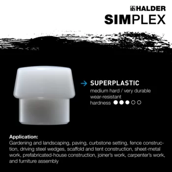                                             SIMPLEX sledge hammers Rubber composition / superplastic; with cast iron housing and Hickory handle
 IM0015355 Foto ArtGrp Zusatz en
